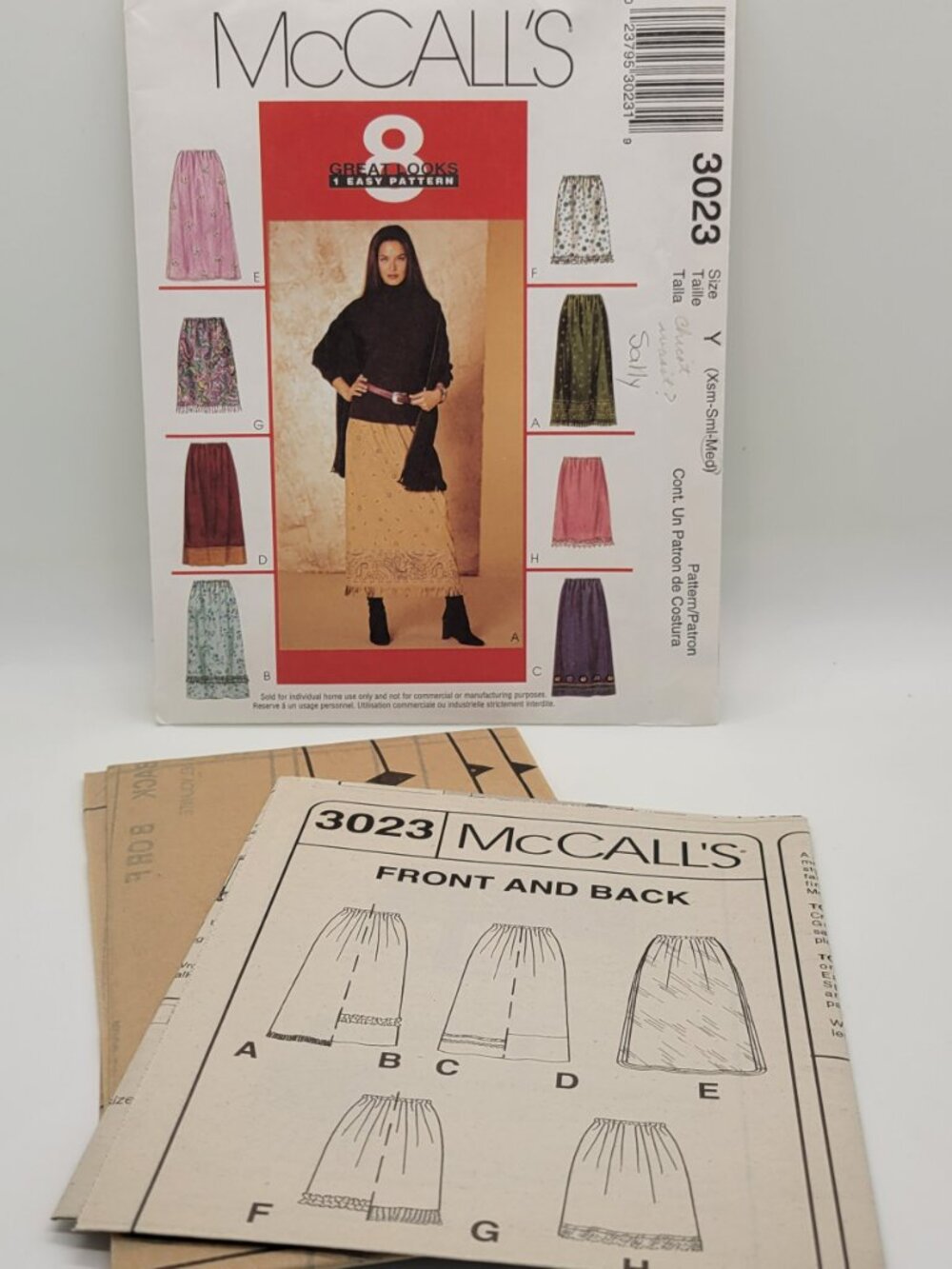 UNCUT McCall's 3023 Easy Sewing Pattern Size Y XS-M A-Line Skirts Y2K Boho Charm